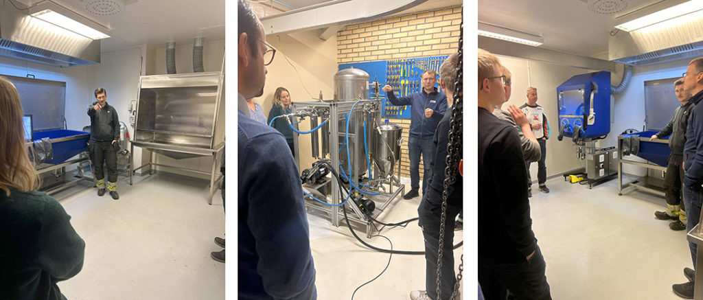 Studiebesök på ITH:s anläggning för tillämpad hydraulik.